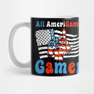 4th Of July boys kids men All American Gamer Flag Merica Mug